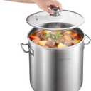VEVOR Stainless Steel Stock Pot, 21-Quart Stainless Steel Stockpot with Glass Lid, PFOA-Free, PFAS-Free, Compatible with Gas Stoves, Induction Cooktops, Electric Stoves, for Soups, Stews, and Pasta