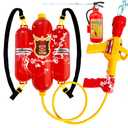 Firefighter Backpack Water Gun Blaster Set for Kids,Fireman Tank with Hose Shooter Toy,Mini Fire Extinguisher Squirter for Halloween Costume,Outdoor Play,Swimming Pool,Beach,Party