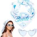Bride Bandana and Blue Heart Sunglasses Set, Bride to Be Head Scarf Headband Something Blue Bachelorette Party Decorations Favors Accessories Bridal Shower Wedding Bridesmaid Gifts