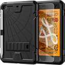 TSQQST iPad mini 4/5 Case with Glass Screen Protector for Kids | iPad mini 5th Generation Case with Pencil Holder Stand | Shockproof Rugged Protective Case for iPad mini 5/4 7.9 Inch | Black