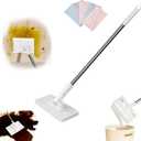 Snap Grip Mini Mop, 39 Inch Zero Touch Disposable Lazy Mop with 5 Refill Cloths, Wash-Free Mini Mops for Wet/Dry Floors, Tile, Hardwood, Corners, Home Kitchen Cleaning Essentials