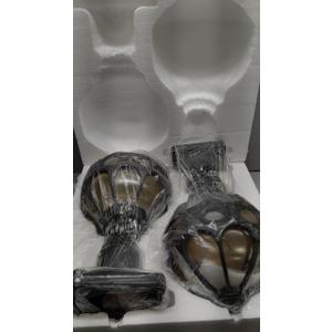 Globe Outdoor Lamp Post Lights for Driveway Yard Patio Garden, Aluminum Waterproof Exterior Pier Mount Lamp, Round Pole Lantern Outside Lawn Post Lighting Fixtures for 3" Pole Fence Deck, 2 Pack