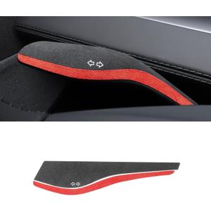 BETTERHUMZ Turn Signal Gear Shift Collars,Wiper Switch Stalk Cover for Tesla Model 3 Model Y Juniper 2020-2025 Suede Steering Wheel Column Sticker Interior Accessories (Red Black, Style A)