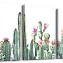 Canvas Wall Art for living room bathroom Wall Decor for bedroom kitchen Artwork Canvas Prints green Succulent cactus painting , Modern framed office Home decorations family picture  (12"x16"x3pcs)