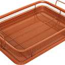 Non-Stick Baking Tray with Grill Crispy Basket Copper Crisper Air Fryer Pan