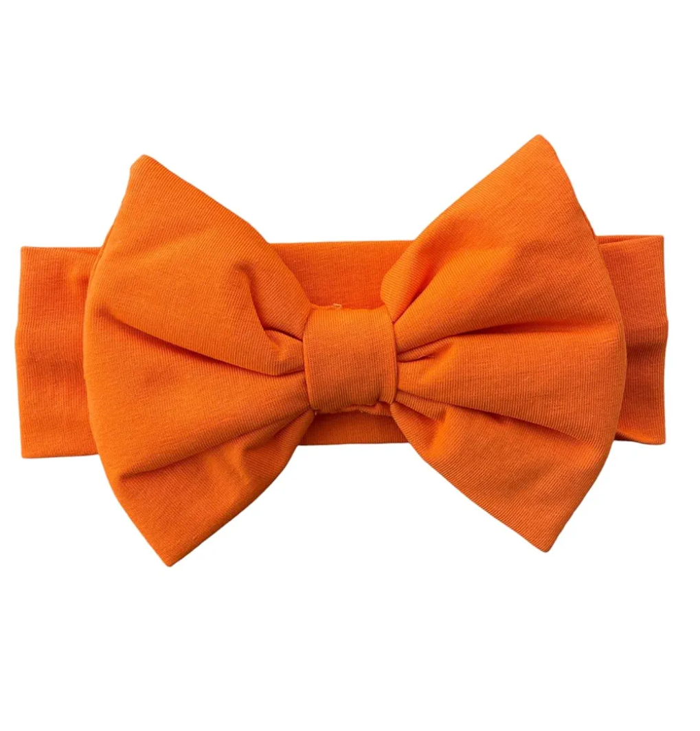 Baby Girl Headbands-Infant Toddler Cotton Handmade Hairbands with Big Bows Child Hair Accessories (Orange, 3-36 Month)