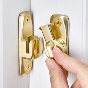 Barn Door Latches,90/180 Degree Gate Lock,Zinc Alloy Right Angle Door Lock Latch,Flip Gate Latches Hardware,Door Security Sliding Door Latch Lock fo Cabinets,Bathroom (Gold_1 Pack)