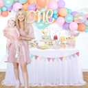 White Tulle Table Skirt for Rectangle Tables 6FT Table Skirting 2 Layer Birthday Party Tutu Table Cloth for Baby Shower Party Supplies (L6(ft)* H30in, White + Led Light)