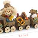 Hodao Harvest Festival Scarecrow Train Decoration  Thanksgiving Table Centerpiece Gift with Pumpkins, Turkey & Give Thanks Sign, Autumn Farmhouse Decor for Fall Party, Dining Table & Home