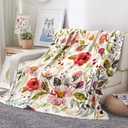 Tupmnbry Wildflowers Floral Throw Blanket Botanical Floral Printed Blanket Super Soft Flannel Throw Blankets Lightweight Fluffy Plush Fuzzy Bed Blankets for Bedding Sofa 50"X60"