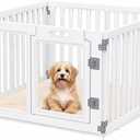 Clear Acrylic Dog Playpen with Door,23.6" Puppy Playpen,Easy Assemble Pet Fence for Puppies/Small Dog Play Pen Indoor (White, 23.6"&40", 4 PC(Fence))