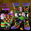 BONANGEL Halloween Socks Women, Funny Novelty Cute Holiday Crew Socks, Crazy Halloween Gifts for Women Girls (5-8)