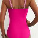 Herseas One Piece Swimsuit Women Tummy Control Slimming Bathing Suit Modest Swim Suits Full Coverage Shapewear Swimwear (Pink, L)