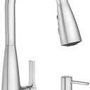 Moen Haelyn Chrome Single-Handle Pull-Down Sprayer Kitchen Faucet Featuring Power Boost for a Faster Clean, Soap Dispenser Included, 87627