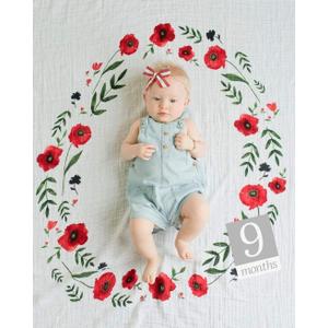 Little Unicorn Keepsake Monthly Milestone Photo Blanket  47 x 46  Milestone Cards Included - 100% Cotton Muslin  Machine Washable  Playful Designs - for Boys & Girls (Summer Poppy)