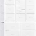 Jojoka 15 Drawers Dresser for Bedroom, Tall Dressers & Chests of Drawers for Hallway, Entryway, Storage Organizer Unit with Fabric, Sturdy Metal Frame, Wood Tabletop, Easy Pull Handle (White)