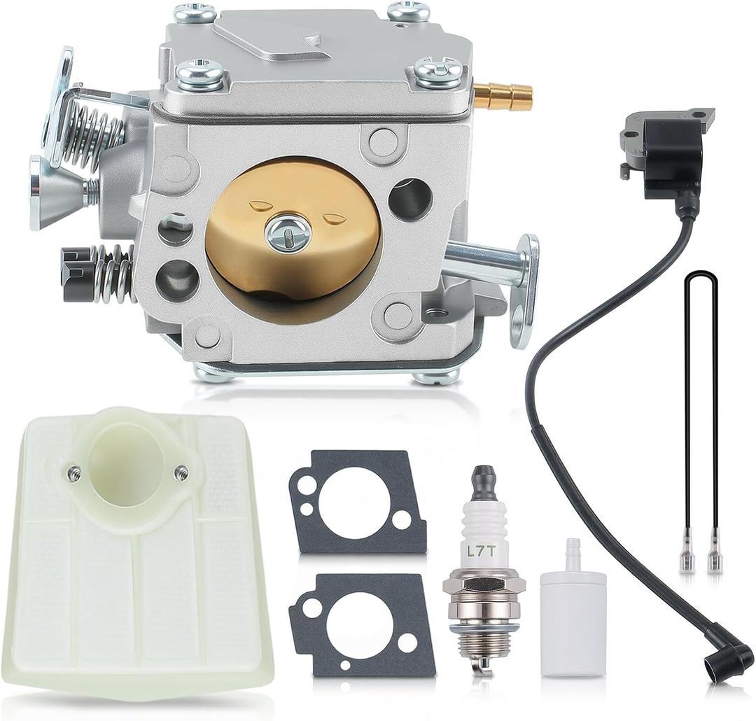 Carbhub Carburetor Fit for Husqvarna 61 266 268 272 272XP Chainsaw with Ignition Coil Filter Spark Plug