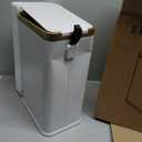 KUK Small Bathroom Trash Can with Lid Soft Close, Step Pedal, 2.6 Gal Stainless Steel Garbage Can with Removable Inner Bucket, Anti-Fingerprint Wastebasket for Office, Bedroom, Toilet (White)