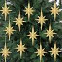 Quzzil 12 Pcs Christmas Gold Bethlehem Star Ornament 4.72 x 2.95 Inch Star of Bethlehem Christmas Tree Topper Glitter Ornament Plastic Nativity Stars Hanging Decor Accessories