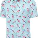 Golf Polo Shirts for Men Funny Men's Polo Shirts Short Sleeve Funny Golf Polos Performance Moisture Wicking Dry Fit (XX-Large, Armed Flamingo)