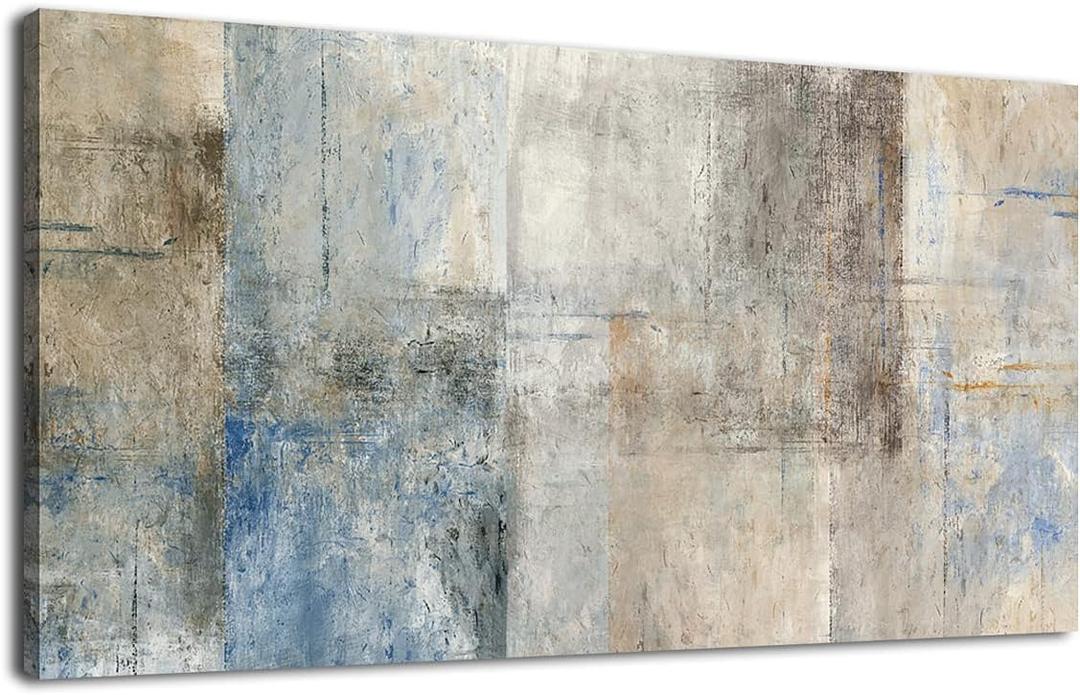 Yearainn Large Abstract Canvas Wall Art for Living Room Wall Decor Brown Abstract Canvas Prints Artwork Blue Abstract Canvas Pictures for Bedroom Home Office Wall Decorations Ready to Hang 20" X 40"