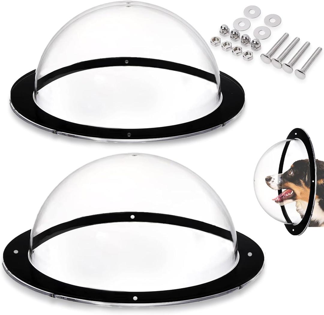 2 Pack Dog Fence Window, Plastic Pet Dome Clear View Pet Peek Window for Dog, Cat, Horse, Pet Supply, 12.4 x 4.9 Inch
