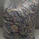 DJY Paisley Comforter Set Queen Size Navy Gold Boho Bed in a Bag 7 Piece, Soft Microfiber Vintage Paisley Floral Pattern Complete Bedding Set for All Season (90''x90)