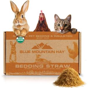 Blue Mountain Hay | Organic Bedding Straw (10 lb) | Natural Pet Bedding & Insulation for Rabbits, Guinea Pigs, Goats, Chickens, Stray & Feral Cats, and Small Animal Shelters