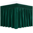 Biscaynebay Wrap Around Bed Skirts for Queen Beds 15" Drop, Christmas Hunter Green Adjustable Elastic Dust Ruffles Easy Fit Wrinkle & Fade Resistant Silky Luxurious Fabric Machine Washable