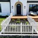 Bynbbur 2 Panels White Picket Fence 42" W x 36" H Garden Picket Fence Panel for Soft Ground Outdoor Decorative PVC Fence for Patio Yard Pool Dog Fencing (20 Pickets, Straight)