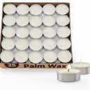 Unscented Palm Tea Lights Candles 50 Pack Bulk, 4.5 Hours Long Burning White Tea Lights,Non-Paraffin, Smokeless, Mini Tealight Candles for Wedding, Christmas Lights, Party, Power Outages
