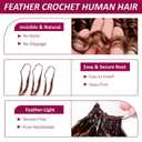 Highlight Pre-Separated Human Crochet Hair for Black Women, P4/27/30 Ombre Brown Blonde Deep Wave Curly Miracle Knots 14 Inch 50g Knotless Feather Invisible Crochet Braiding Hair Extensions Bundles