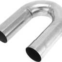 Motoforti 2.25" OD 180 Degree U-Bend Mandrel Exhaust Tube Car Exhaust Pipe Mandrel Bend DIY Custom Tubing Pipe 7.87" Leg Length T304 Stainless Steel Silver Tone