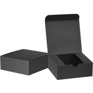 Ueznea Small Black Gift Boxes 5x5x2 (50 Pack) Kraft Paper Gift Wrap Boxes for Presents, Christmas Ornaments, Bridal Shower, Birthday, Wedding Party Favors, Craft, Treat, Candy Boxes
