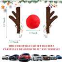 Premium Reindeer Car Kit Antlers, Nose, Auto Christmas Decorations, Premium Antlers Reindeer Kit for Cars, SUV, Vans, Trucks Windows & Grille, Universal Decor Car Accessories (Coffee)