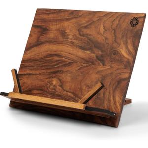 TILISMA Wooden Cook Book Stand  Handmade Walnut Book Holder for Reading Hands Free  Cookbook Stand for Kitchen Counter  Recipe Holder  Reading Accessories for Kitchen  Cookbook in Ipad and Tablet