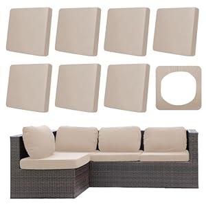 DREAHOTEXTIL 8Pcs Outdoor Cushion Covers, Patio Cushion Covers, Stretch Elastic Slipcovers, Replacement Washable & Reusable Furniture Protector for Patio Couch (Beige, Cover Only)