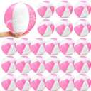 24 Pieces Pink and White Inflatable Beach Ball Round Pool PVC Balls Bulk Pool Party Favors Blow up Game Summer Toys for Swimming Hawaiian Tropical Theme Party Supplies (16 Inch)