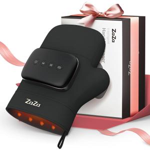 zaza Hand Massager ith Heat and Compression for Hand Massager Glove, Palm and Finger Massage for Carpal Tunnel Relief, Electric Hand and Wrist Massage for Pain Relief Finger Numbness, Gift for Women (Black)