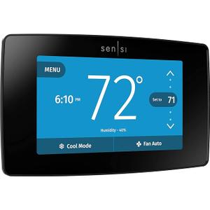 Emerson Sensi Touch WiFi Smart Thermostat with Touchscreen Color Display, Works with Alexa, Energy Star Certified, Cwire Required, ST75 Black 5.625" x 3.4" x 1.17"