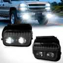 LED Fog Lights for 2003 2004 2005 2006 2007 Chevy Silverado All Models/ 2002 2003 2004 2005 2006 Chevy Avalanche, 1 Pair Front Bumper Driving Fog Lamps (LED Version)