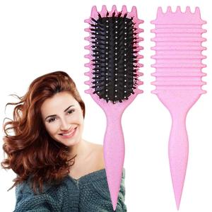 Curl Defining Brush, 1 PCS Curly Hair Brush, Brush for Curly Hair, for Combing and Shaping Men's and Women's Curls to Reduce Pulling (Pink)