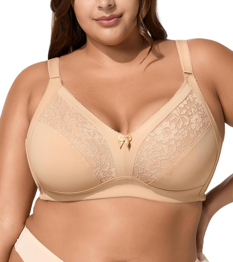 Minimizer Bras for Women Full Coverage No Underwire Plus Size T-Shirt Unlined Bra Skin 90E