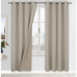 BGment Linen Color Blackout Curtains 84 Inch Length for Bedroom 2 Panels Set, Linen Textured Thermal Insulation Soundproof Window Curtain Drapes with Grommet, 52 Inch Wide Each Panel