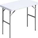 Folding Table 2.7ft Rectangular All-Occasion Plastic Folding Event Table for Indoor and Outdoor, Portable Desk, Camping, Durable and Stable, HDPE and Steel, Wide Application, White