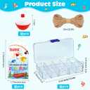 12 Set Fishing Candy Little Tackle Boxes for Birthday Party Favors with 12 Fishing Bobber 12 Thank You Cards for Making My Party Reel Fun Gone Fishing Theme Supplies Fishing Decorations (12)