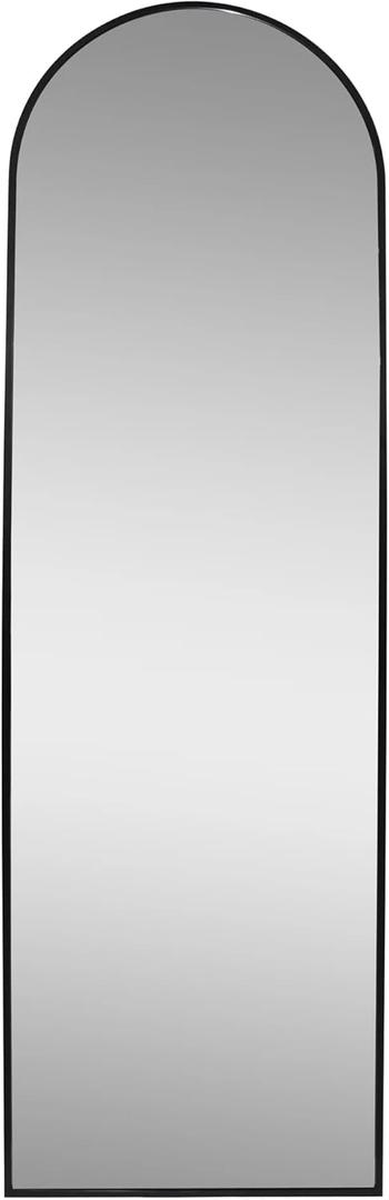 Modern Arch Aluminum Floor Easel Mirror with Anti-Slip Hardware, 17" W  58" H(Black)