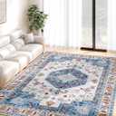 5x7 Rugs for Living Room Washable Area Rugs Non Slip Rubber Backing Large Vintage Area Rug Stain Resistant Kitchen Indoor Home Decor Rug Carpet Floor Mat Bedroom Dining Room