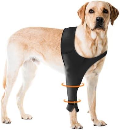 Pawfun Dog Recovery Sleeve for Front Leg, Breathable Dog Leg Sleeve Stops Licking Wound Protection Fits Small Medium Large Dogs Right Front Leg, XS