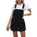 Pink Queen Women's Denim Classic Adjustable Straps Cuffed Hem Bib Overalls Shortalls L